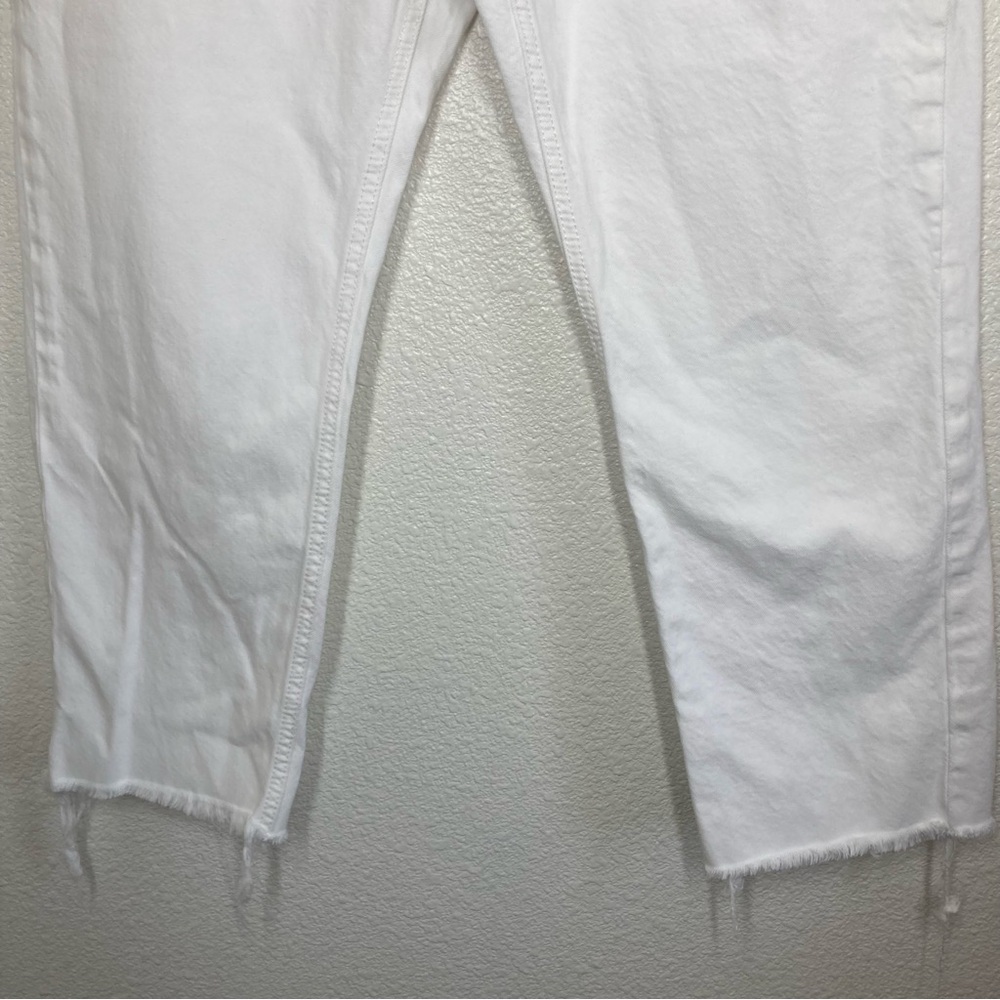 Mango Havana Straight Cropped High Waist Jeans Size 8 White Cotton Button Fly - Picture 8 of 16